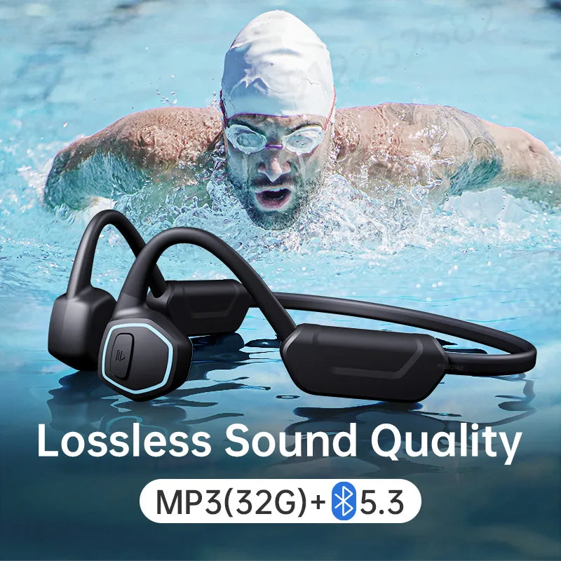 For Xiaomi Bone Conduction Bluetooth 5.3 Earphone IPX8 Swimming Bone Conduction Headphones Hifi Ear-Hook Wireless 32G Earbuds